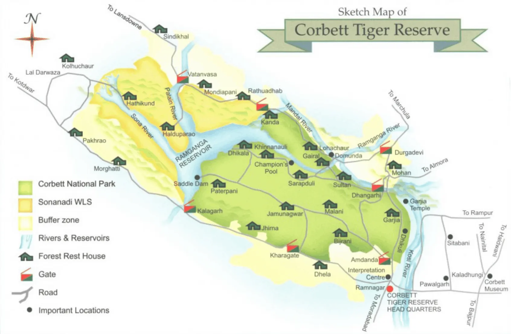 map of jim corbett national park